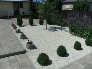 a garden with a bunch of bushes and flowers at Dorina Vendégház in Hajdúszoboszló