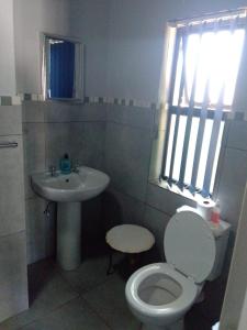 a bathroom with a toilet and a sink at Columbae Guesthouse in Parys +19 photos