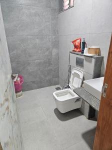 a bathroom with a toilet and a sink at Satymev Serene flats in Ahmedabad