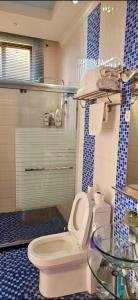 a bathroom with a toilet and a glass table at Premium Residence in Maputo +25 photos