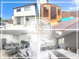a collage of photos of a house at -New Open- グランディオーソ沖縄プールヴィラ恩納14 in Onna