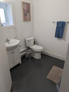 a white bathroom with a toilet and a sink at Atlantic Oasis in Halifax +59 photos