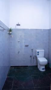 a bathroom with a toilet and a shower at Diamond Mount Villa in Dambulla
