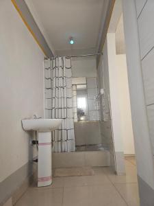 a bathroom with a sink and a mirror at TURFLOOP guest house in Mankweng