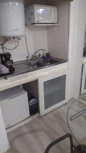 a small kitchen with a sink and a microwave at Hermoso Departamento En El Centro De Buenos Aires in Buenos Aires