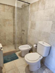 a bathroom with a toilet and a shower at Abrazo del Norte in San Salvador de Jujuy