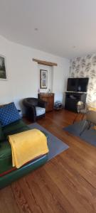 ein Wohnzimmer mit Couch und Flachbildfernseher in der Unterkunft La Valériane in Moyeuvre-Grande