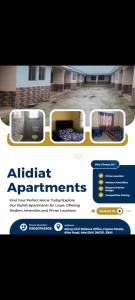 a flyer for an apartment apartments with three windows at Alidiat Apartments in Ado Ekiti