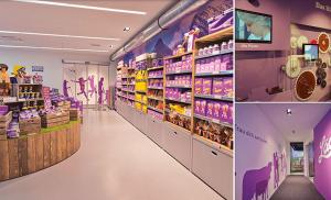 a collage of three pictures of a store at CrownLiving Babylon Studios in Lustenau
