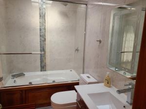 クエンカにあるHilltopBellavista Suite Oneの浴槽、洗面台、トイレを備えたバスルーム