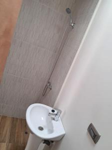 a bathroom with a sink and a shower at Piezas estilo departamento en casa Pucón in Pucón