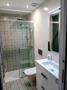a bathroom with a shower and a toilet and a sink at Apartamento con garaje en Valladolid in Valladolid