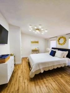 a bedroom with a large bed and a television at Casa Lumina in Phoenix +50 photos