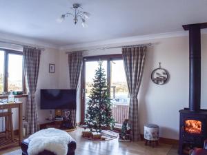 a living room with a christmas tree and a television at Trelaw - Uk41532 in Ochiltree