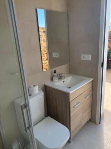 un baño con lavabo y espejo en El Oasis de los Jarales, en Almayate Alto