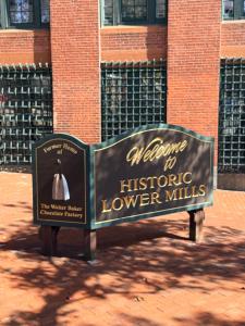 a sign that says welcome to historic lower mills at Boston Historic Lower Mills in Boston +33 photos
