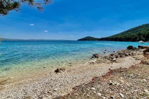 a beach with blue water and a rocky shore at Apartments with parking space Kali, Ugljan - 24022 in Kali