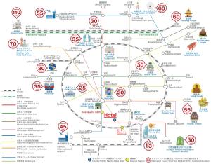 a map of the city of hyderabad and its attractions at ESLEAD HOTEL Namba Ebisu West in Osaka