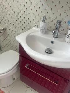 un baño con lavabo e inodoro en Amelia House, en Bolonia