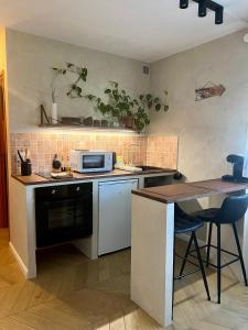 Η κουζίνα ή μικρή κουζίνα στο Studio cosy, piscine, parking, 5min plage, Arcachon