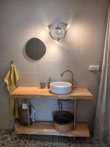 a bathroom with a sink and a mirror at El jardin de Valle de Guimar in Güimar