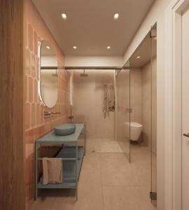 a bathroom with a sink and a mirror at Inturotel Esmeralda Villas in Cala d´Or