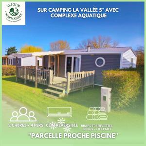 a flyer for a house with a purple house at Houlgate-154- Mobilhome cosy 4 personnes Camping 5 étoiles in Houlgate