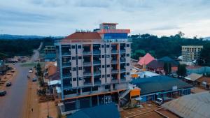 an overhead view of a building in a city at BWAMI DUBAI HOTEL KASULU in Kasulu