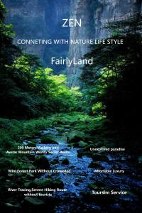 a magazine cover with a river in a forest at Zhangjiajie ZEN Retreat--FairyLand,200 Meters to Secret Realm, MINI Forest Park, River Tracing,Hiking Route, Attraction Tickets Serivce, Free Shuttle to East Gate of Park, Free One Way Pick-up Service,Top Facility,Affordable Luxury,and New Designer Hotel in Zhangjiajie