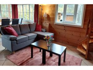 a living room with a couch and a coffee table at Ferienhaus, Wissinghausen in Medebach
