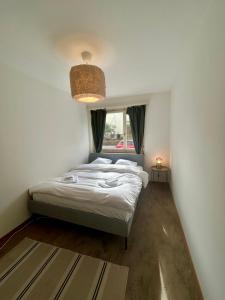 een slaapkamer met een bed en een raam bij Basic Flat with Balcony in Zurich in Zürich