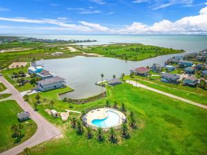 an aerial view of a large body of water at Bright and Cozy 4 Bedroom close to the Ocean in Galveston