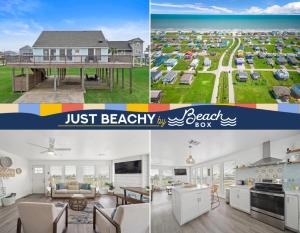 a collage of photos of a beach house at Bright and Cozy 4 Bedroom close to the Ocean in Galveston