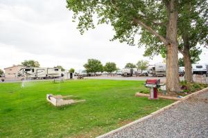 a park with a bench and a tree and tents at JW Grand Junction in Grand Junction +8 photos