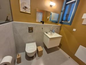 a bathroom with a toilet and a sink at Apartment Rustico in Ancient Epidavros