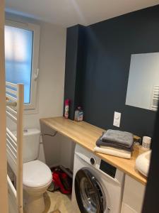 Un baño con inodoro y lavadora. en Ele STUDIO indépendant, en Bergerac