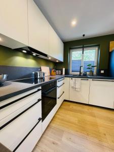 Kuchyň nebo kuchyňský kout v ubytování Modern saniertes Haus in Husum