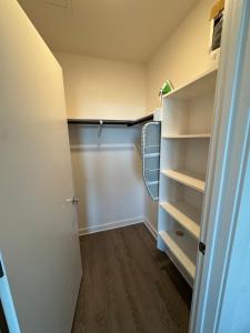 a closet with white shelves and a door at New 1BR Apt leander tx in Leander +9 photos