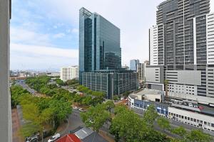 an aerial view of a city with tall buildings at Soft Luxury 1BDR in trendy De Waterkant Nest in Cape Town