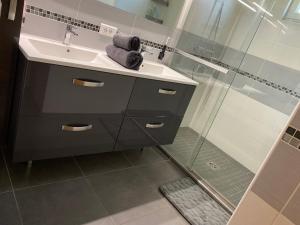 Villiers-le-MorhierにあるQuite Houseの洗面台とシャワー付きのバスルーム +24枚の写真