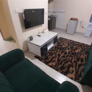 a living room with a couch and a tv at Langata bnb in Nairobi