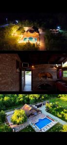 two pictures of a house with a tennis court at Ranč Lipe in Orašje