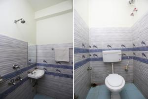 ドゥルガポにあるSuper Hotel O Nandi Innのバスルーム(トイレ、洗面台付)の写真2枚