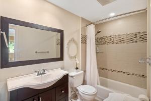 a bathroom with a sink and a toilet and a shower at Kona Coffee Villas B216 condo in Honalo
