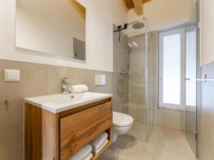a bathroom with a sink and a toilet and a shower at Grebenzen Lodge Pabstin 36B in Sankt Lambrecht +75 photos
