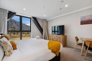Postel nebo postele na pokoji v ubytování Modern Studio with fantastic Mountain Views
