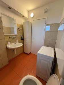 a bathroom with a toilet and a sink at Stošić Apartments in Zaječar +3 photos