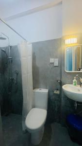 une salle de bain avec toilettes et lavabo dans l'établissement Dreamfield Homestay, à Kandy 19 autres photos