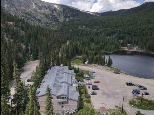 an aerial view of a building next to a lake at Blue Bear - Perfect Mountain Getaway in Idaho Springs