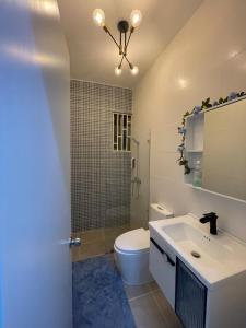 a bathroom with a toilet and a sink at Jeda Village in Higuey